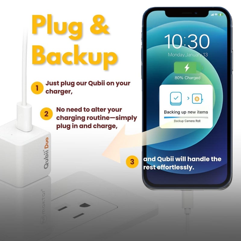 MAKTAR Qubii Duo USB C: Auto Photo Storage & iPhone Backup Charge and Automatically Save. It's a USB Flash Drive for Apple/Android. MFi-Certified 128GB MicroSD Included - Image 4